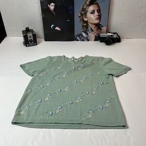 Alfred Dunner Petite Embroidered short sleeve sweater